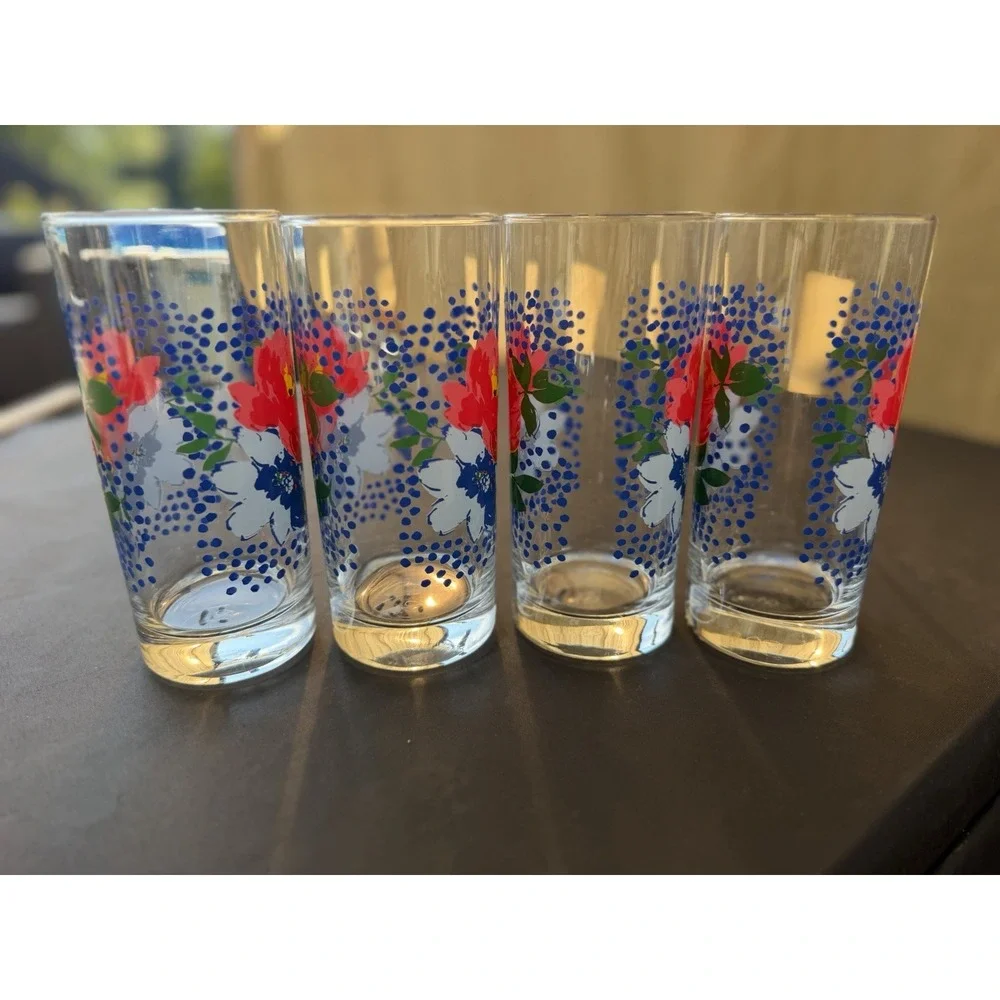 Pioneer Woman Dazzling Dahlias Floral 16 oz Drinking Glasses Set Of 4